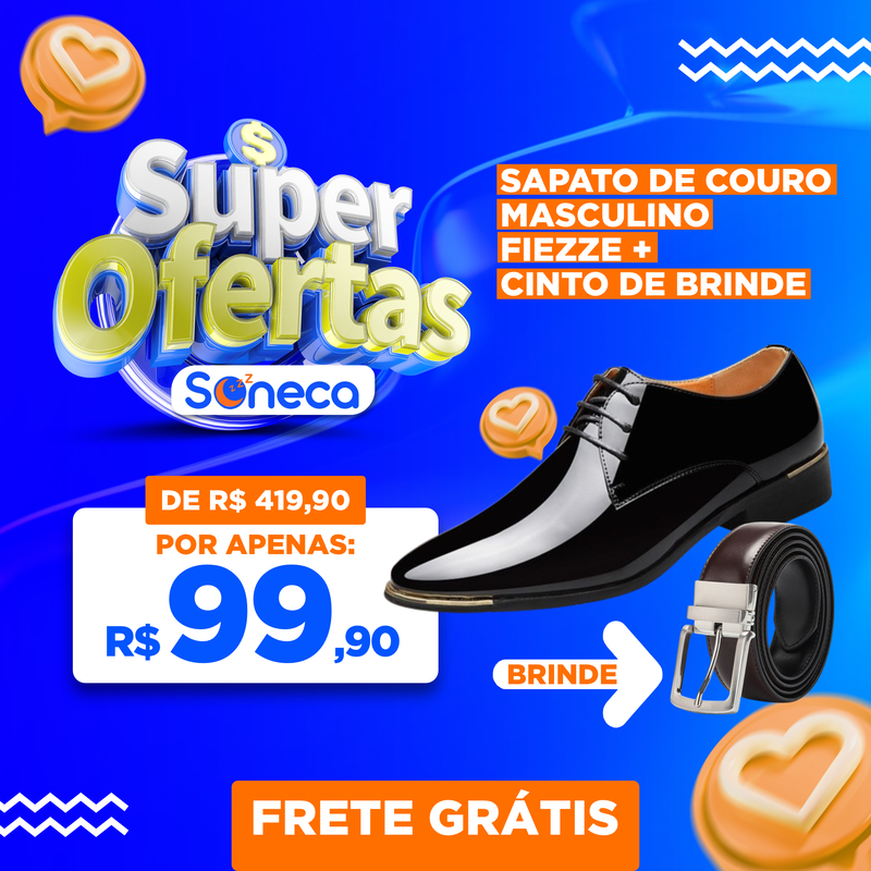 Sapato de Couro Masculino Fiezze + Cinto De Brinde